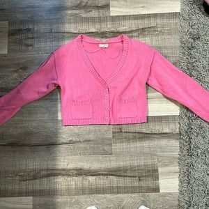 PACSUN - Pink cropped button up sweater - Size Medium